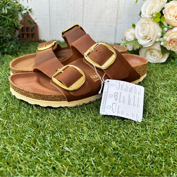 BIRKENSTOCK  Arizona big buckle Cognac by free people EU 38 US 7-7.5  NEW - Picture 8 of 16